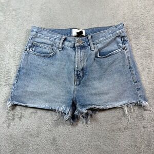 Current/Elliott High Rise Denim Shorts Women 27 Blue Distressed Cut Off